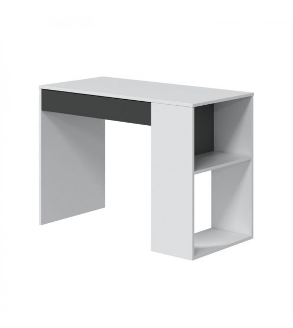 FOBUR - Bureau avec tiroir et fonction étagère intégrée blanc et gris - Blanc-gris