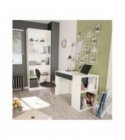 FOBUR - Bureau avec tiroir et fonction étagère intégrée blanc et gris - Blanc-gris