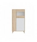 FOBUF - Vitrine 3 portes avec étagères L77 x H142cm - Blanc-chêne