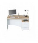 FOBUR - Bureau avec caisson de 3 tiroirs L 136cm - Blanc-chêne