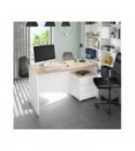 FOBUR - Bureau avec caisson de 3 tiroirs L 136cm - Blanc-chêne