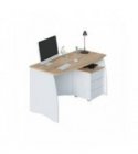 FOBUR - Bureau avec caisson de 3 tiroirs L 136cm - Blanc-chêne