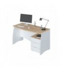 FOBUR - Bureau avec caisson de 3 tiroirs L 136cm - Blanc-chêne