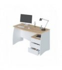 FOBUR - Bureau avec caisson de 3 tiroirs L 136cm - Blanc-chêne