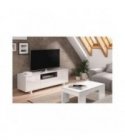 FOTV - Meuble TV 3 portes et 1 niche L150 cm - Blanc-chêne