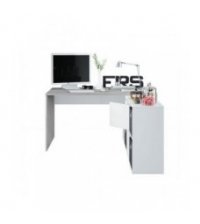 FOBUR - Bureau avec caissons multipositions L136 ou L203 cm - Blanc-béton