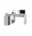 FOBUR - Bureau avec caissons multipositions L136 ou L203 cm - Blanc-béton