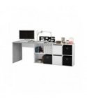 FOBUR - Bureau avec caissons multipositions L136 ou L203 cm - Blanc-béton