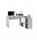 FOBUR - Bureau avec caissons multipositions L136 ou L203 cm - Blanc-béton