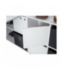 FOBUR - Bureau avec caissons multipositions L136 ou L203 cm - Blanc-béton