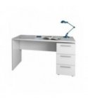 FOBUR - Bureau avec caisson 3 tiroirs L138 cm - Blanc