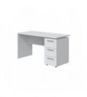 FOBUR - Bureau avec caisson 3 tiroirs L138 cm - Blanc