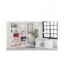 FOBUR - Bureau avec caisson 3 tiroirs L138 cm - Blanc