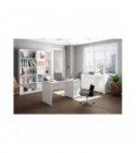 FOBUR - Bureau avec caisson 3 tiroirs L138 cm - Blanc