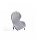 A8116 - Lot de 2 chaises arrondies en tissu avec pieds en métal noir - Gris