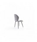 A8116 - Lot de 2 chaises arrondies en tissu avec pieds en métal noir - Gris