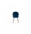 A8116 - Lot de 2 chaises arrondies en tissu avec pieds en métal noir - Bleu pétrole