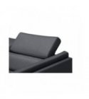 LULU - Canapé d'angle fixe avec têtières en tissu et pieds métal - Gris foncé - Angle Gauche