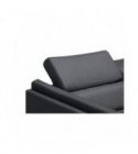 LULU - Canapé d'angle fixe avec têtières en tissu et pieds métal - Gris foncé - Angle Droit