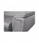 FORTY - Canapé d'angle fixe convertible en tissu et pieds bois - Gris - Angle Gauche