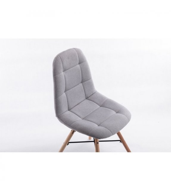 A80265 - Lot de 2 chaises matelassées en tissu avec pieds en hêtre naturel - Gris