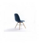 A80265 - Lot de 2 chaises matelassées en tissu avec pieds en hêtre naturel - Bleu pétrole