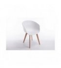 A8500 - Lot de 2 chaises accoudoirs avec coque en polypropylène avec pieds en hêtre naturel - Blanc