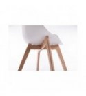 A8500 - Lot de 2 chaises accoudoirs avec coque en polypropylène avec pieds en hêtre naturel - Blanc