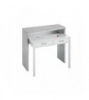 FOBUR - Bureau console extensible 2 tiroirs L100 cm - Blanc-béton