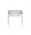 FOBUR - Bureau console extensible 2 tiroirs L100 cm - Blanc-béton