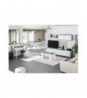 FOBUR - Bureau console extensible 2 tiroirs L100 cm - Blanc-béton