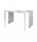 FOBUR - Bureau console extensible 2 tiroirs L100 cm - Blanc-béton