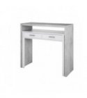 FOBUR - Bureau console extensible 2 tiroirs L100 cm - Blanc-béton