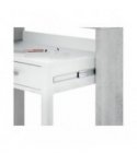 FOBUR - Bureau console extensible 2 tiroirs L100 cm - Blanc-béton