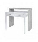 FOBUR - Bureau console extensible 2 tiroirs L100 cm - Blanc-béton