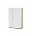 FOARM - Armoire 3 portes + 3 tiroirs L121 x H180 cm - Blanc-chêne