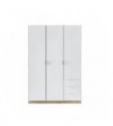 FOARM - Armoire 3 portes + 3 tiroirs L121 x H180 cm - Blanc-chêne