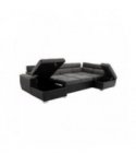 PARMA - Canapé panoramique convertible avec 2 coffres en tissu et simili - Gris/noir - Angle Droit