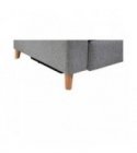 BERKAM - Canapé d'angle de relaxation scandinave avec coffre en tissu et pieds bois hêtre - Gris - Angle Droit