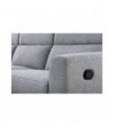 BERKAM - Canapé d'angle de relaxation scandinave avec coffre en tissu et pieds bois hêtre - Gris - Angle Gauche
