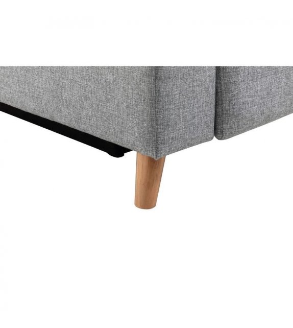 BERKAM - Fauteuil de relaxation scandinave en tissu et pieds bois hêtre - Gris