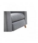 BERKAM - Fauteuil de relaxation scandinave en tissu et pieds bois hêtre - Gris