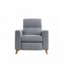 BERKAM - Fauteuil de relaxation scandinave en tissu et pieds bois hêtre - Gris