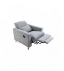 BERKAM - Fauteuil de relaxation scandinave en tissu et pieds bois hêtre - Gris