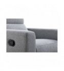 BERKAM - Fauteuil de relaxation scandinave en tissu et pieds bois hêtre - Gris