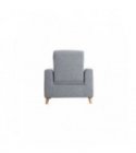 BERKAM - Fauteuil de relaxation scandinave en tissu et pieds bois hêtre - Gris