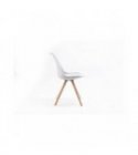 A80262 - Lot de 2 chaises scandinaves en polypropylène coussin simili pieds bois - Gris