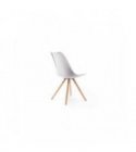 A80262 - Lot de 2 chaises scandinaves en polypropylène coussin simili pieds bois - Gris
