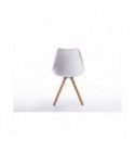 A80262 - Lot de 2 chaises scandinaves en polypropylène coussin simili pieds bois - Blanc