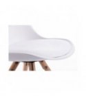A80262 - Lot de 2 chaises scandinaves en polypropylène coussin simili pieds bois - Blanc
